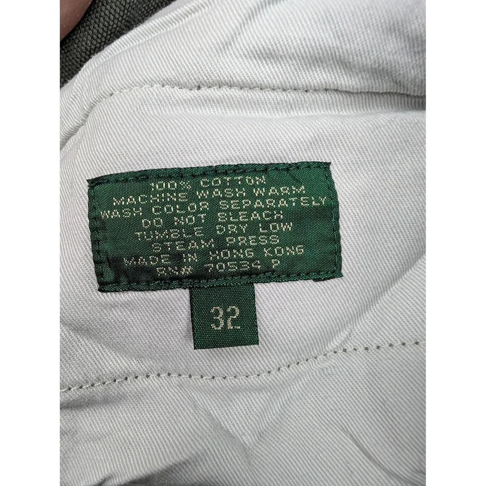 Vintage Orvis Pants Mens 30x29 Green Canvas Cargo Relaxed Fit Hong Kong Workwear